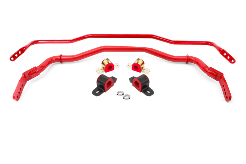 Ford Mustang Sway Bar Kit - Front and Rear - BMR Suspension - SB763, Includes SB764 Front + SB045 Rear - Red - `15-`22 Ford Mustang Sway Bar Kit - Front and Rear - BMR Suspension - SB763, Includes SB764 Front + SB045 Rear - Red - `15-`22